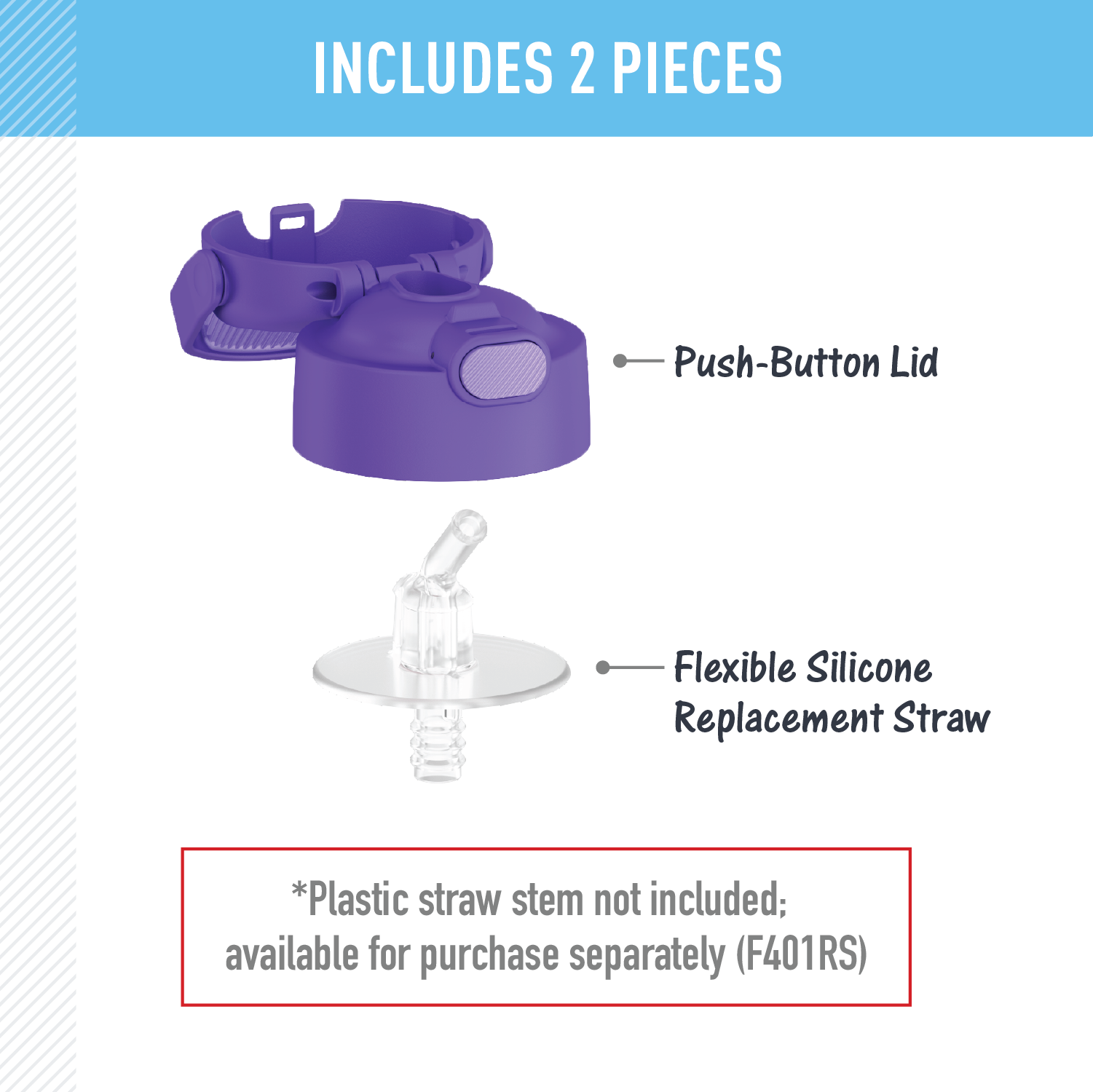 FUNTAINER® WATER BOTTLE - REPLACEMENT STRAW LID