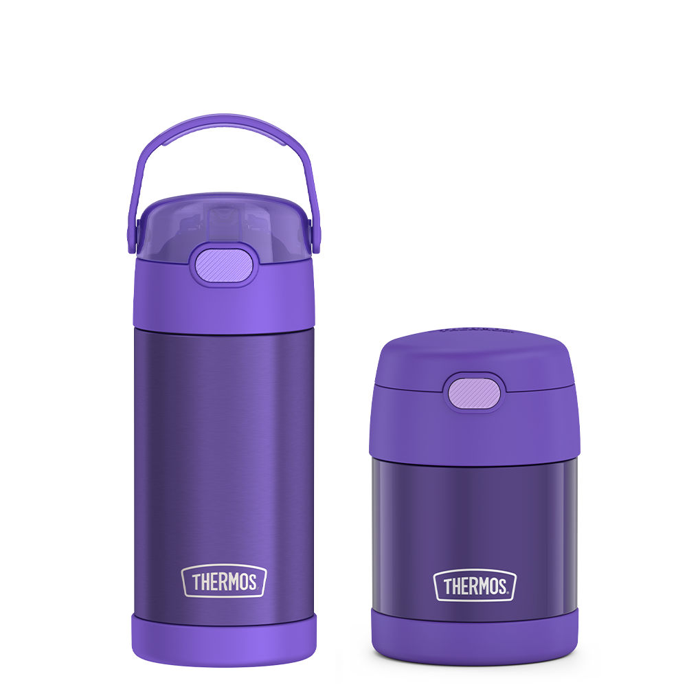 12oz FUNtainer® Water Bottle & 10oz Food Jar Bundle - Purple