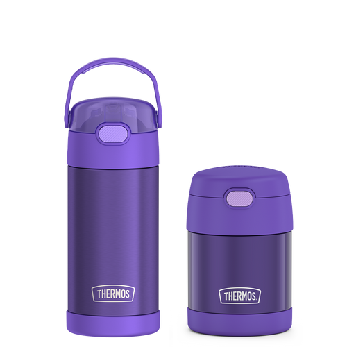 12oz FUNtainer® Water Bottle & 10oz Food Jar Bundle - Purple