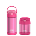 12oz FUNtainer® Water Bottle & 10oz Food Jar Bundle - Pink