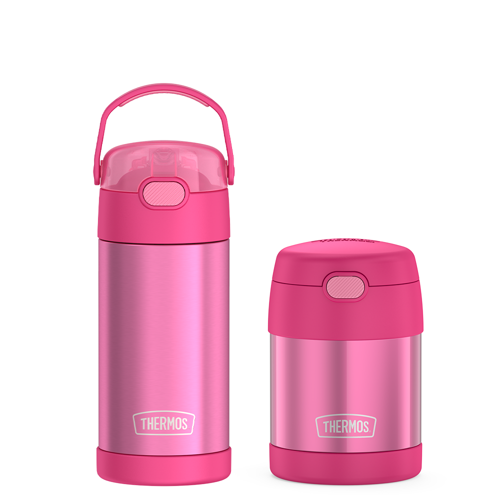 12oz FUNtainer® Water Bottle & 10oz Food Jar Bundle - Pink