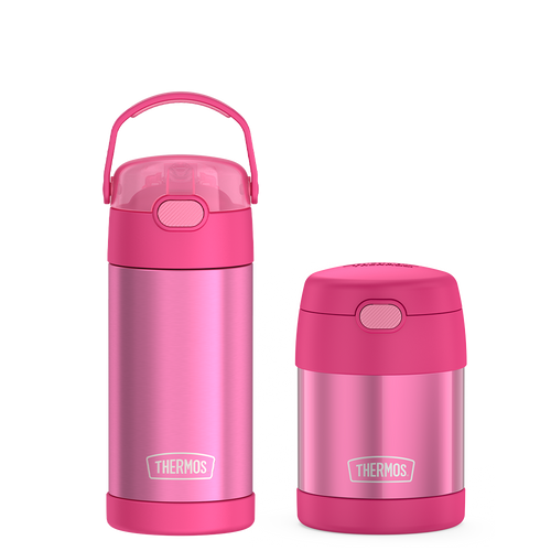 12oz FUNtainer® Water Bottle & 10oz Food Jar Bundle - Pink