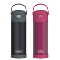 16oz FUNtainer® Water Bottles Translucent Charcoal & Rosewood Bundle