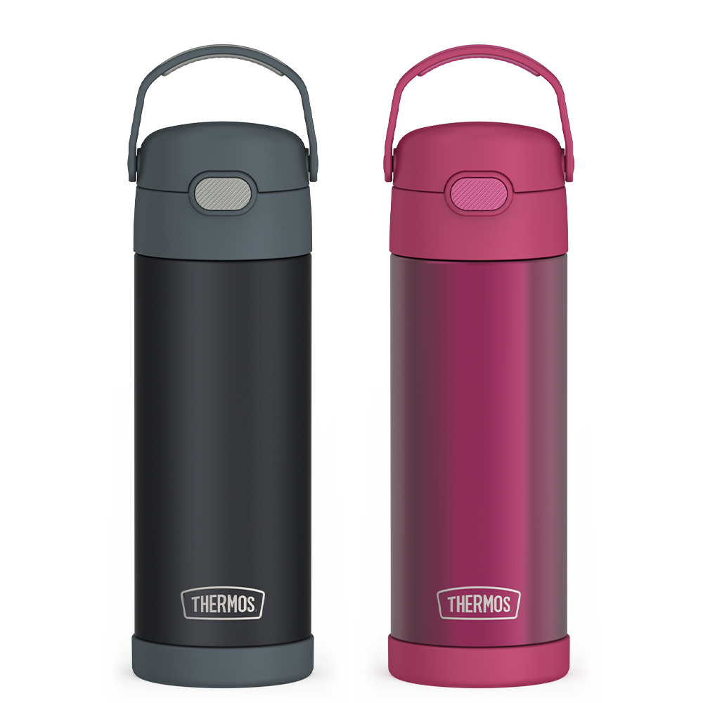 16oz FUNtainer® Water Bottles Translucent Charcoal & Rosewood Bundle
