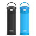 16oz FUNtainer® Water Bottles with Locking Lids Black & Blue Bundle