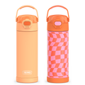 16oz FUNtainer® Water Bottles with Locking Lids Neon Orange & Wavy Checkers Orange Bundle