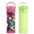 16oz FUNtainer® Water Bottles with Locking Lids Neon Lime & Graffiti Bundle