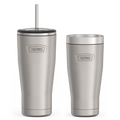 24oz Cold Tumbler with Straw & 16oz Travel Tumbler Bundle - Matte Stainless Steel