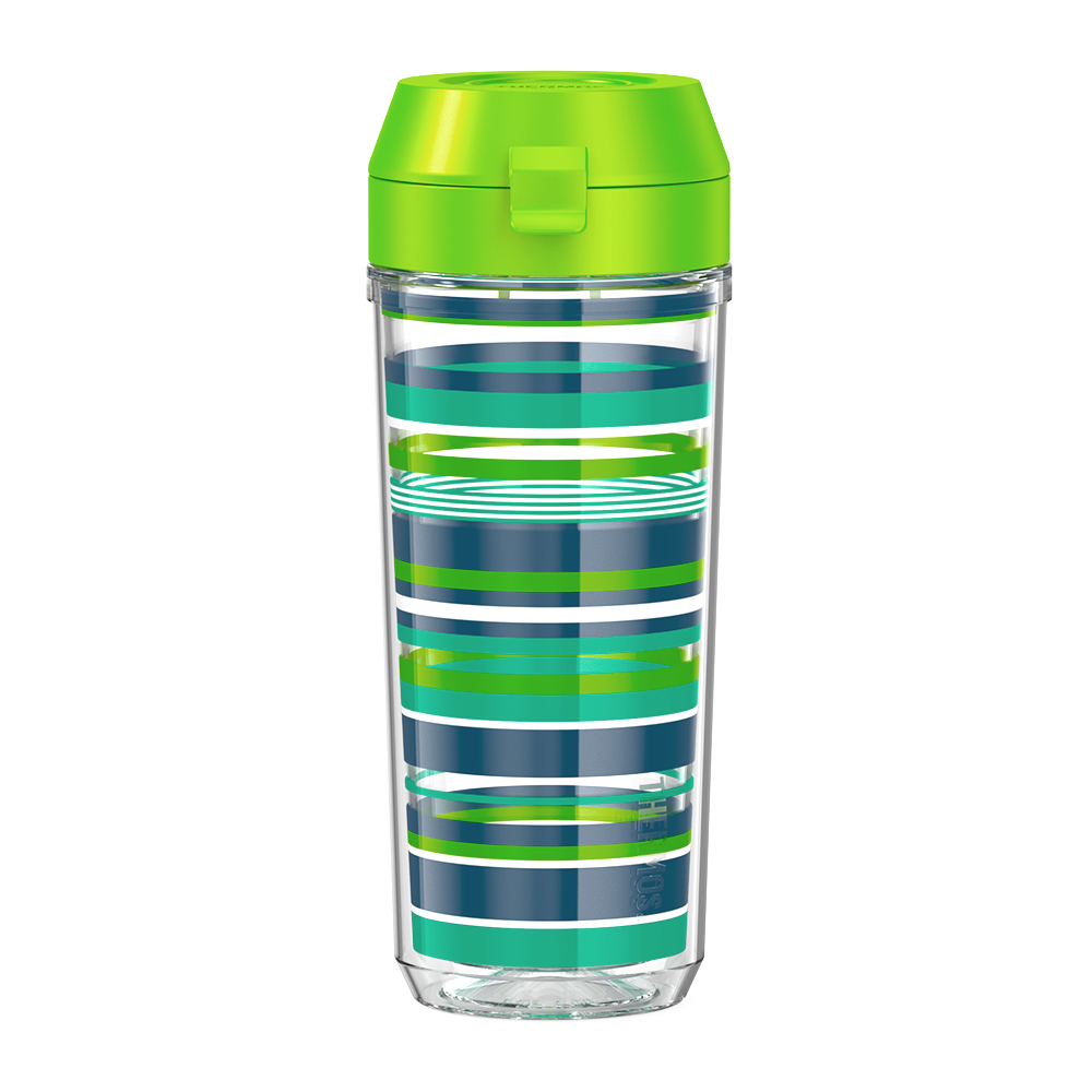 18oz Double Wall Water Bottle Navy Stripes