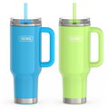 40oz Glossy Cup Holder Mug Bundle - Bright Blue & Lime